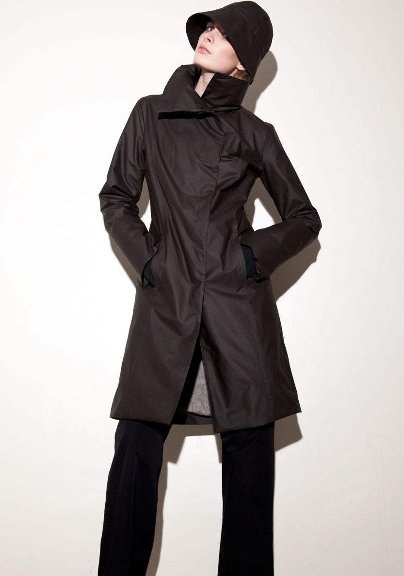 Blueberry couture waterproof winter coat & Rain hat - black coffee