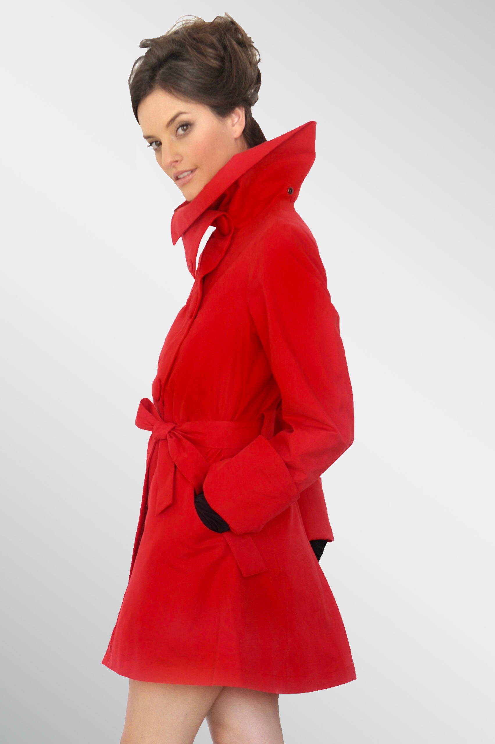 Riding red waterproof elegant trench coat