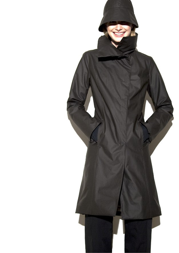 Blueberry couture waterproof winter coat & Rain hat - black coffee
